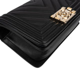 Chanel Chevron Quilted Lambskin Small Boy Single Flap Crossbody Bag
