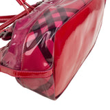 Burberry Red Transparent Vinyl Mega Check Drawstring Shoulder Handbag