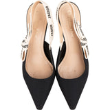 Christian Dior Black Leather Navy Fabric J'ADIOR Slingback Pumps (37)