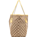 Gucci Monogram GG Canvas Patent Leather Web Stripe Tote Shoulder Bag