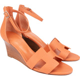 Hermès Orange Leather H Legend Wedge Sandals (39,5)