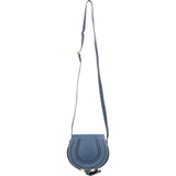 Chloé Blue Grained Calfskin Marcie Saddle Crossbody Bag