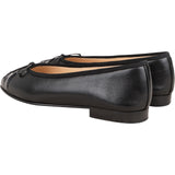 Chanel Black Lambskin Patent Cap Toe CC Ballerina Flats (34)