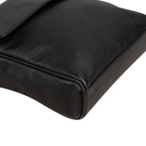Ermenegildo Zegna Black Pebbled Leather Messenger Crossbody Bag
