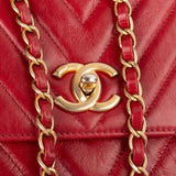 Chanel Quilted Calfskin Chevron Coco Handle Single Flap Handbag
