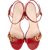 Gucci Red Leather GG Marmont Sandal Heels (38,5)