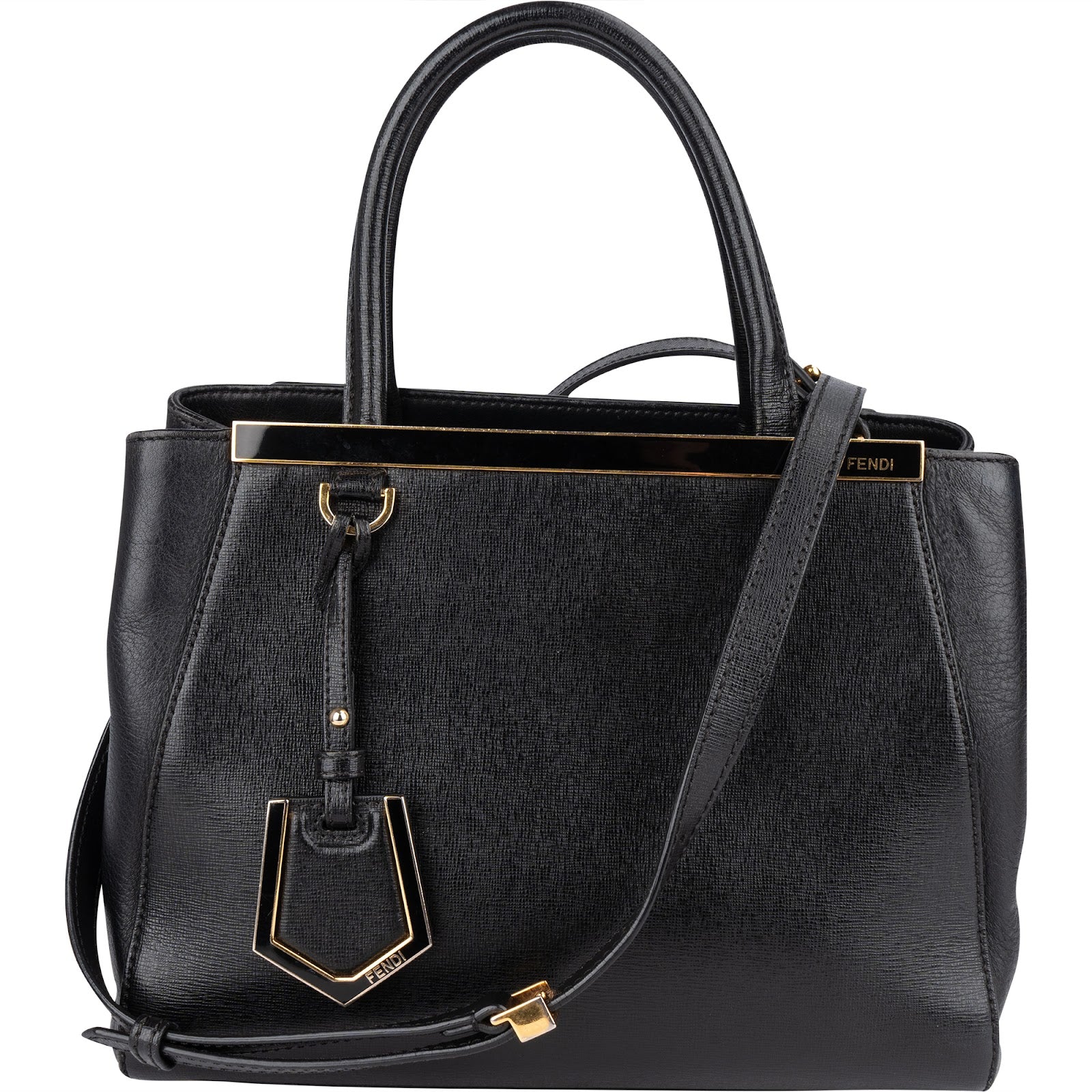 Fendi Black Leather 2Jours Handbag - vintageandkickz
