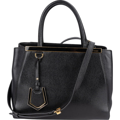 Fendi Black Leather 2Jours Handbag - vintageandkickz