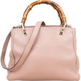 Gucci Pink Leather Bamboo Handbag