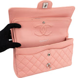 Chanel Quilted Caviar Leather Palladium Medium Double Flap Shoulder Bag