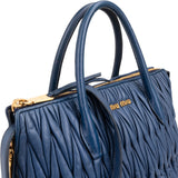 Miu Miu Blue Quilted Matelassé Nappa Leather Handbag