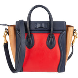 Céline Tricolor Grained and Calfskin Leather Luggage Handbag
