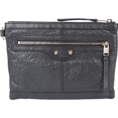 Balenciaga Grey Arena Leather Classic Clutch