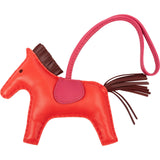 Hermès  Rose Jaipur Pinkshocking Rouge H Tricolor Leather Rodeo MM Pendant
