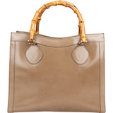 Gucci Smooth Leather Bamboo Tote Handbag