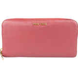 Miu Miu Pink Leather Zip Around Wallet