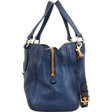 Miu Miu Blue Vitello Daino Leather Tote Handbag