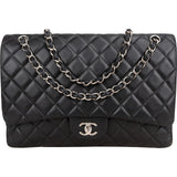 Chanel Quilted Lambskin Palladium Maxi Single Flap Crossbody Bag
