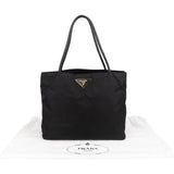 Prada Tessuto Nylon Patent Leather Handle Tote Shoulder Bag