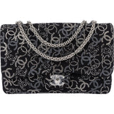 Chanel Sequin Tweed Palladium CC Jumbo Double Flap Crossbody Bag