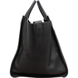 Céline Black Drummed Calfskin Phantom Handbag