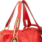 Chloé Red Grained Leather Paraty Shoulder Handbag