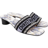 Christian Dior Multicolor Leather Dway Heeled Slide Sandals (37)