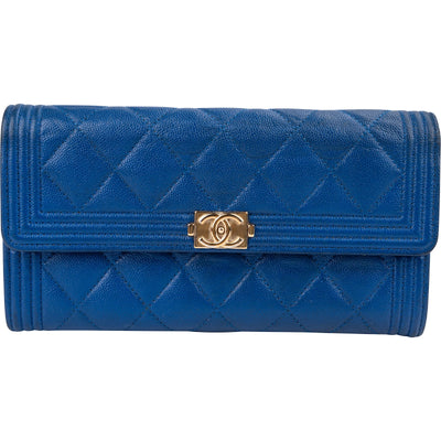 Chanel Quilted Caviar Leather Boy Flap Wallet