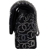 Chanel Sequin Embellished Woven CC Medium Double Flap Shoulder Bag