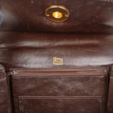 Gucci Brown Lambskin Vintage Circle GG Single Flap Shoulder Bag