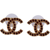 Chanel Gold Crystal-Embelished CC Stud 2025 Earrings