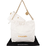 Chanel 22 White Quilted Lambskin Hobo Shoulder Bag - vintageandkickz