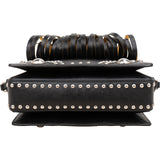 Prada Saffiano Leather Studded Fringe Turnlock Cahier Shoulder Bag