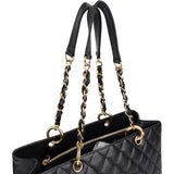 Chanel Quilted Caviar Leather CC Grand Shopping Tote Shoulder Bag