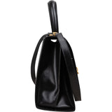Salvatore Ferragamo Black Leather Calfskin Gancini Top Handle Handbag