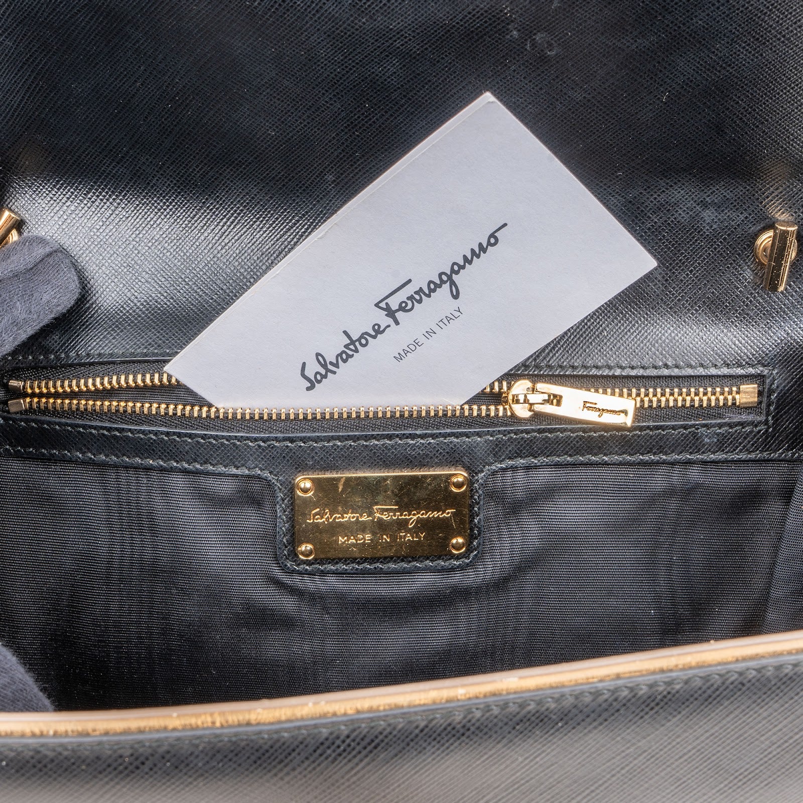 Salvatore Ferragamo Saffiano Leather Vara Bow Crossbody Bag - vintageandkickz