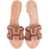 Hermès Pink Leather & Suede Beaded Oasis Sandals (40)