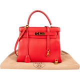 Hermès Rouge Swift Leather Kelly 28 Handbag - vintageandkickz