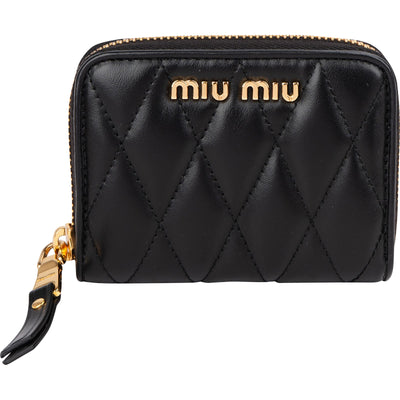 Miu Miu Matelassé Leather Biker Zip Around Coin Wallet