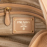 Prada Beige Vitello Daino Leather Buckle Shoulder Bag