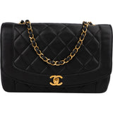 Chanel Quilted Lambskin 24K Gold Diana Single Flap Crossbody Bag
