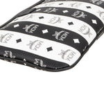 MCM Monogram Visetos Black and White Vertical Stripe Liz Clutch Shoulder Pochette Bag - vintageandkickz