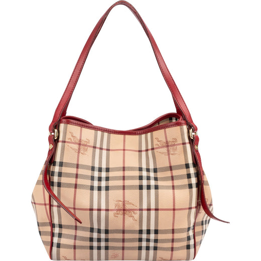 Burberry Coated Canvas Haymarket Check Hobo Shoulder Bag