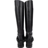 Christian Louboutin Black Calf Leather Egoutina Spiked Flat Knee-High Boots (35,5)