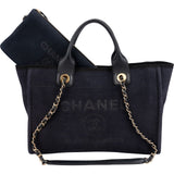 Chanel Canvas Deauville Small Tote Shoulder Bag