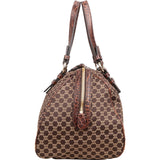 Celine Macadam Monogram Canvas Croc Optic Bowler Handbag