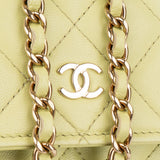 Chanel Green Quilted Lambskin Wallet On Chain Crossbody Bag