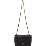 Chanel Quilted Caviar Leather Jumbo Double Flap Crossbody Bag