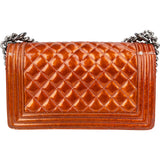 Chanel Quilted Patent Leather Medium Boy Crossbody Bag