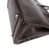 Hermès Brun Boxcalf Leather Palladium Birkin 35 Handbag